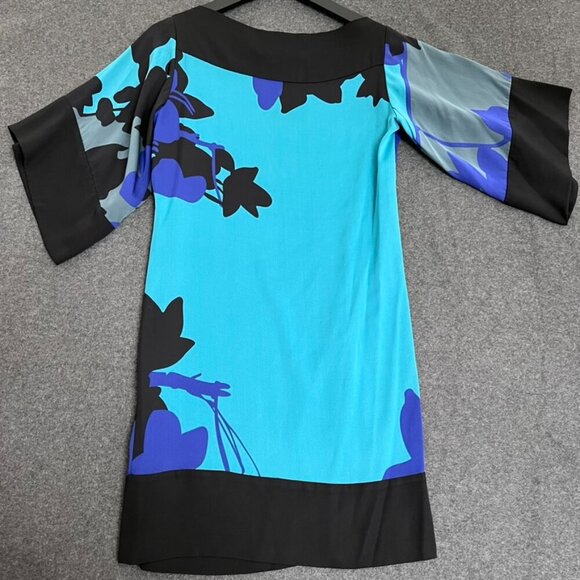 Diane Von Furstenberg Floral Garden Silk Boat Neck Mini Dress - Picture 3 of 5